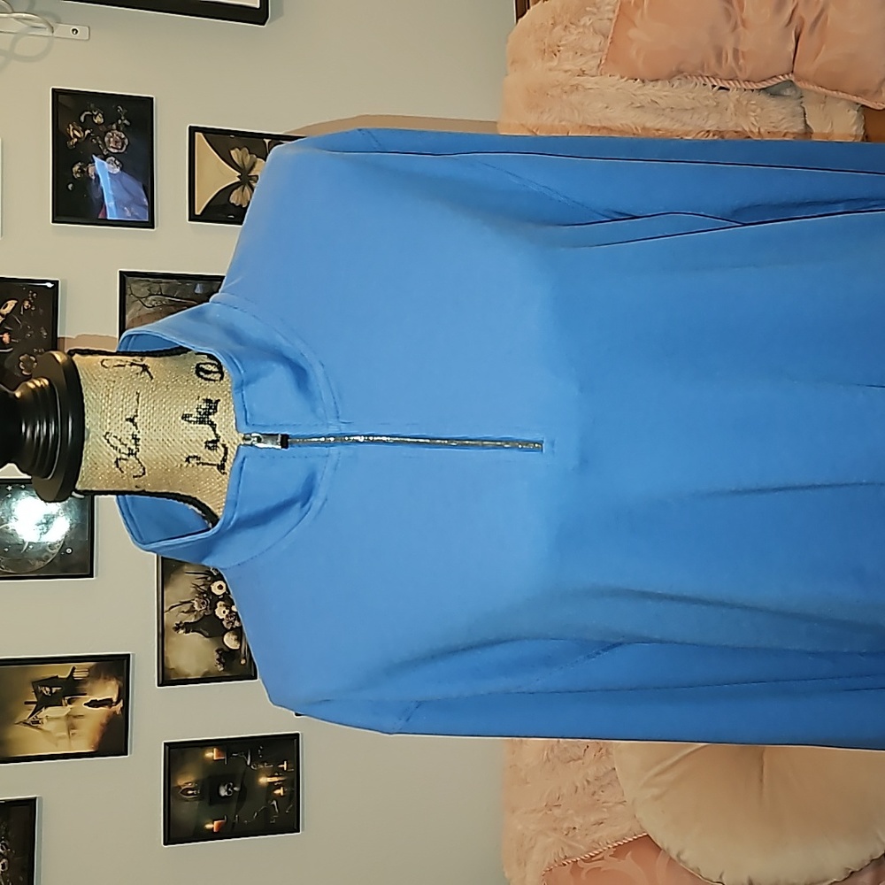 Long Sleeve Blue Mock Neck Pullover